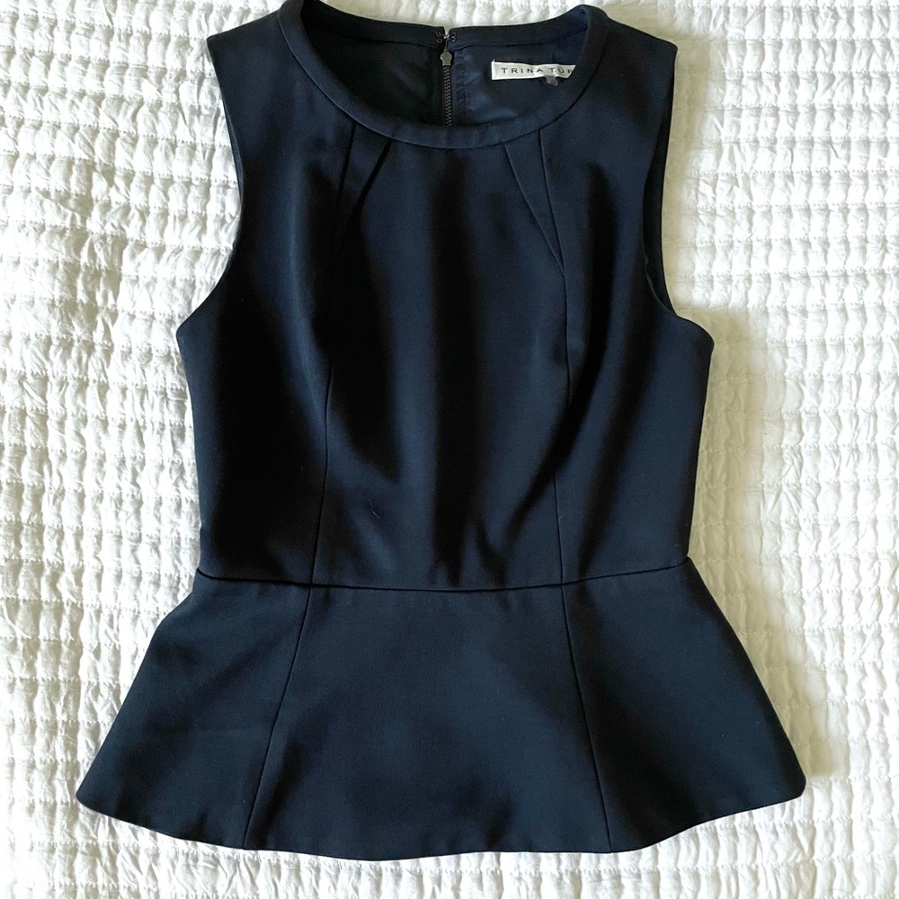 Trina Turk Sleeveless Peplum Top in Black